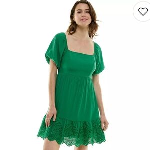 Lily Rose Puff Sleeve Eyelet Trim Skater